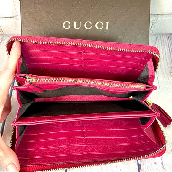 Gucci SOHO magenta pink leather wallet or crossbody with box - Picture 13 of 16